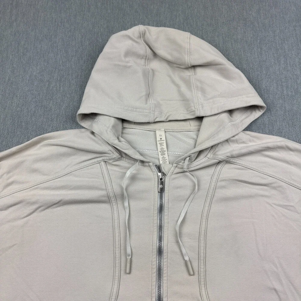 Lululemon Next Move Jacket‎ Hoodie Womens 12 Beige Full Zip Sweatshirt W4APOS